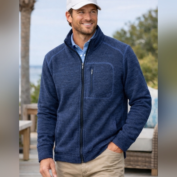 johnnie-O Other - JOHNNIE-O Coastal Fleece Jacket Full Zip Pockets Large Lake Blue